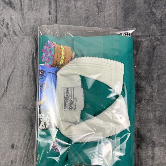 Vintage Gopher Sport‎ Polo Shirt XL USA Made Cat Floral Graphic Teal 90s - Picture 11 of 11